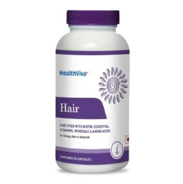 HEALTHVIVA HAIR WITH BIOTIN, UNFLAVOURED CAPSULE