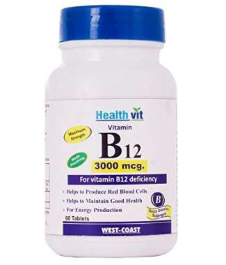 HEALTHVIT VITAMIN B12 3000MCG TABLET