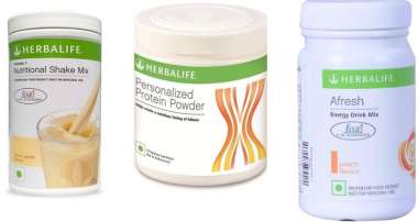 HERBALIFE FORMULA 1 500GM (VANILLA), PERSONALIZES PROTEIN POWDER 200GM AND AFRESH ENERGY DRINK MIX 50GM (PEACH) COMBO