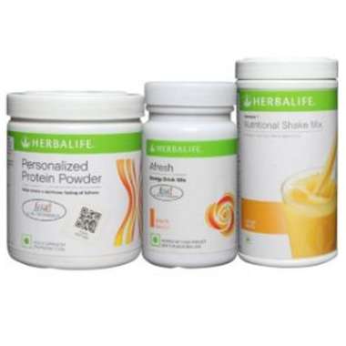 HERBALIFE FORMULA 1 500GM (ORANGE), PERSONALIZES PROTEIN POWDER 200GM AND AFRESH ENERGY DRINK MIX 50MG (PEACH) COMBO